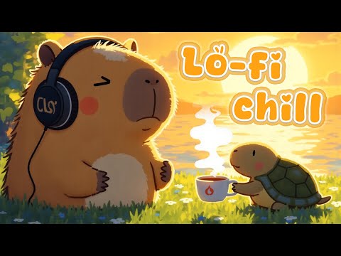 Lofi Chill Sunset 🌅 Relaxing Beats with Capybara &amp; Turtle ☕