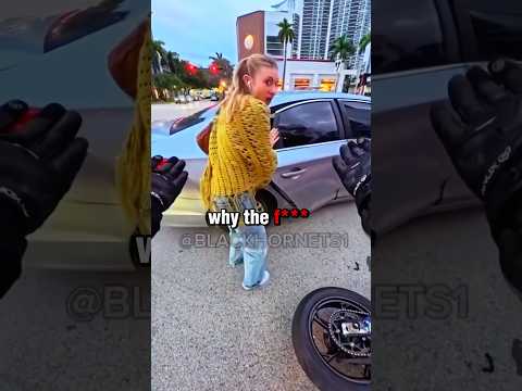 Lady causes biker to crash😱 (⁠⁠⁠@blackhornets1) #bikelife #crash #interaction #shorts