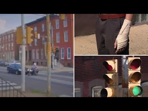 Video: Man thrown off scooter by hit-and-run driver that ran red light in North Philly