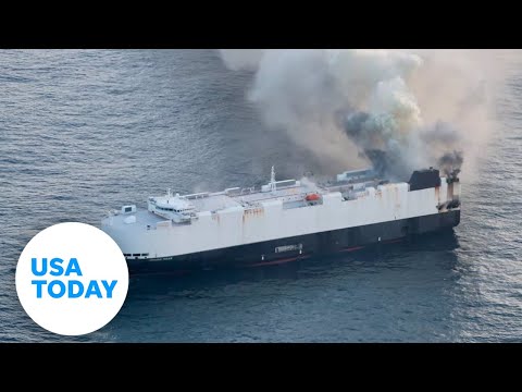 Cargo ship carrying electric vehicles catches fire, crew abandons ship