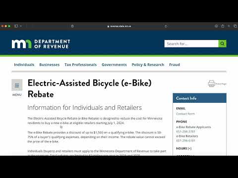 Minnesota Electric-Assisted (e-Bike) Rebate Program - $1500 OFF!